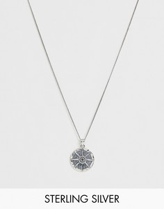 Ожерелье из стерлингового серебра с подвеской-компасом ASOS DESIGN-Серебристый