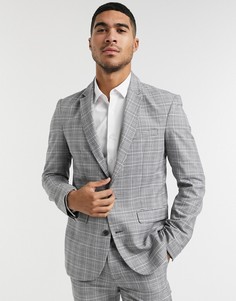 Серый приталенный пиджак в клетку New Look