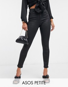 Черные джинсы скинни с моделирующим эффектом из ткани с покрытием ASOS DESIGN Petite Hourglass-Черный