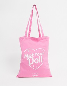 Розовая парусиновая сумка-тоут с надписью "Not Your Doll" Skinnydip Barbie-Розовый цвет