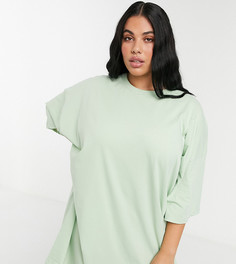 Oversized-футболка шалфейно-зеленого цвета ASOS DESIGN Curve-Зеленый