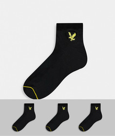 Набор из 3 пар черных спортивных носков Lyle & Scott Bodywear-Черный цвет