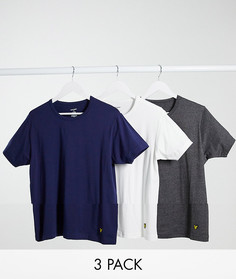Набор из 3 футболок для дома с круглым вырезом белого, темно-серого и темно-синего цветов Lyle & Scott Bodywear-Многоцветный