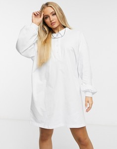 Белое платье-футболка мини в стиле регби с воротником ASOS DESIGN-Белый