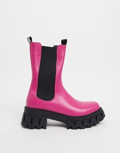 Ботинки из экокожи цвета фуксии на массивной подошве Koi Footwear Sentry-Розовый цвет