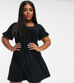 Черное платье мини с присборенной юбкой и квадратным вырезом Yours Exclusive-Черный