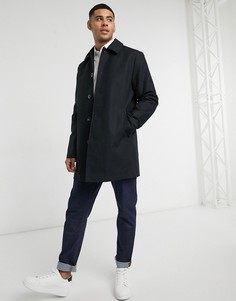 Черный непромокаемый однобортный тренч ASOS DESIGN