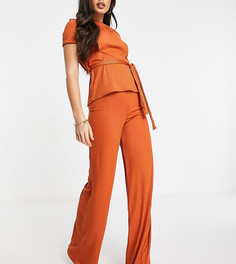 Оранжевые брюки клеш в рубчик от комплекта Club L London Tall-Оранжевый цвет
