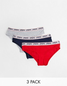 Набор из трех трусиков серого, красного и темно-синего цвета Pepe Jeans Mairi-Многоцветный