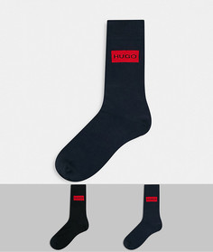 Подарочный набор из 2 пар черных спортивных носков с логотипом HUGO-Черный цвет