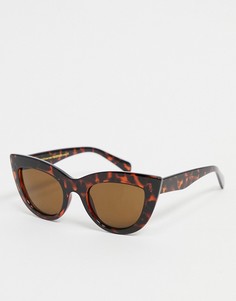 Большие женские солнцезащитные очки формы «кошачий глаз» в стиле 70-х в коричневой черепаховой оправе A.Kjaerbede Stella-Коричневый цвет