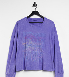 Эксклюзивная укороченная футболка выбеленного фиолетового цвета в стиле oversized с принтом Noisy May Curve-Фиолетовый цвет