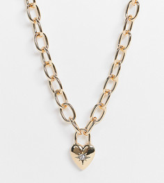 Золотистое ожерелье в форме цепочки с крупными звеньями с подвеской-сердечком Reclaimed Vintage Inspired-Золотистый