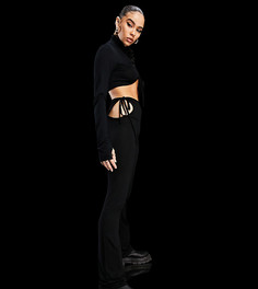 Черные брюки клеш с вырезами и завязками сбоку от комплекта ASYOU-Черный цвет