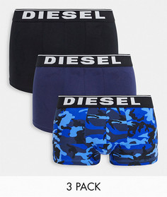 Набор из 3 боксеров-брифов черного и синего цвета и с камуфляжным принтом Diesel-Многоцветный