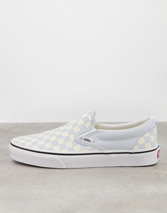 Голубые кроссовки-слипоны в шахматную клетку Vans Classic-Голубой