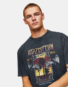 Черная футболка с надписью "Led Zeppelin" Topman-Черный цвет