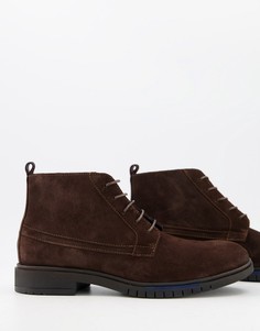 Коричневые замшевые ботинки на шнуровке Tommy Hilfiger-Коричневый цвет