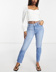 Синие узкие джинсы из органического хлопка Bershka-Голубой