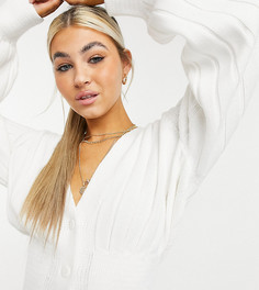 Белый кардиган с широким краем в стиле 90-х COLLUSION