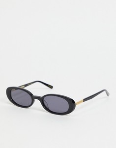 Черные овальные солнцезащитные очки в стиле ретро Hot Futures-Черный цвет