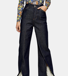 Прямые джинсы цвета индиго с разрезами по низу штанин Topshop Petite-Фиолетовый цвет