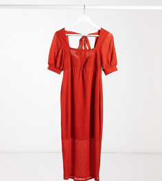Эксклюзивное рыжее платье миди с присборенным лифом ASOS DESIGN Maternity-Оранжевый цвет