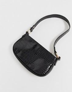 Черная сумка на плечо в стиле 90-х с эффектом крокодиловой кожи ASOS DESIGN-Черный цвет