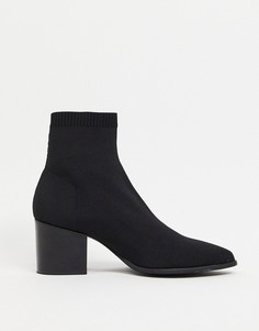 Ботинки челси на каблуке с острым носком ASOS DESIGN-Черный цвет