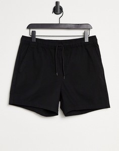 Черные шорты чиносы узкого кроя с эластичным поясом ASOS DESIGN-Черный цвет