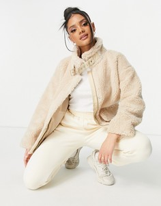 Бежевая плюшевая куртка NA-KD-Нейтральный