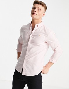 Розовая приталенная оксфордская рубашка из органического хлопка Farah Brewer-Розовый цвет
