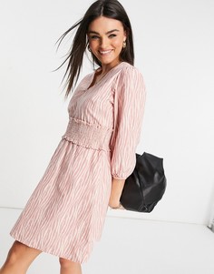Розовое платье мини с присборенным поясом-резинкой и принтом «зебра» Y.A.S-Многоцветный