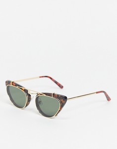 Солнцезащитные очки формы «кошачий глаз» в черепаховой оправе Topshop-Коричневый цвет