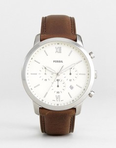 Часы с коричневым кожаным ремешком и хронографом Fossil FS5380 Neutra-Коричневый цвет