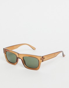 Квадратные солнцезащитные очки в коричневой пластмассовой оправе с дымчатыми линзами в стиле 70-х ASOS DESIGN-Коричневый цвет