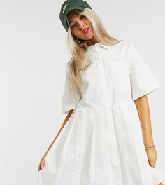 Белое платье-рубашка мини со складками COLLUSION-Белый