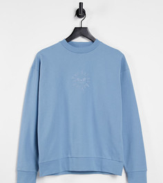 Голубой свитшот с вышивкой с названием бренда от комплекта ASYOU