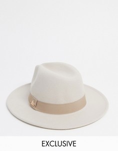 Эксклюзивная шляпа-федора в оттенке экрю My Accessories London-Белый