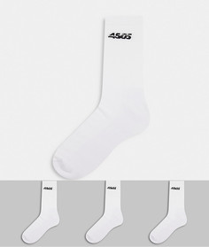 3 пары белых спортивных носков ASOS 4505-Белый
