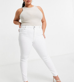 Белые зауженные джинсы с завышенной талией ASOS DESIGN Curve Ridley-Белый