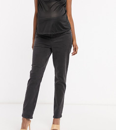 Черные выбеленные узкие джинсы в винтажном стиле с завышенной талией и посадкой под животом ASOS DESIGN Maternity Farleigh-Черный
