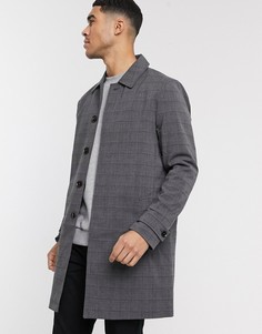 Серое пальто в клетку Burton Menswear-Серый