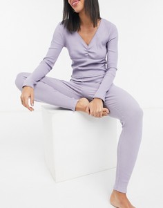 Розовато-лиловый пижамный комплект в рубчик Topshop-Коричневый цвет