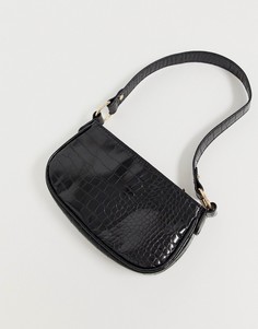 Черная сумка на плечо в стиле 90-х с эффектом крокодиловой кожи ASOS DESIGN-Черный