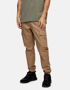Светло-коричневые облегающие брюки карго Topman-Нейтральный
