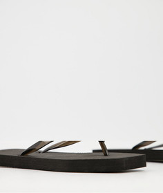 Комплект из 2 пар шлепанцев с квадратным носком черного и бежевого цветов для широкой стопы Truffle Collection wide fit-Многоцветный