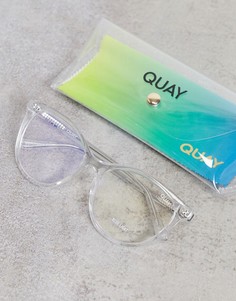 Очки с простыми стеклами в голубой прозрачной оправе Quay Australia All Nighter-Прозрачный