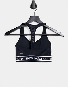Черный спортивный бюстгальтер средней степени поддержки  New Balance Running Pace 2.0-Черный цвет