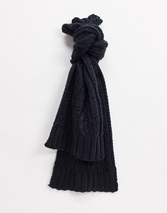 Вязаный шарф с узором «косы», комбинируется с другими вещами коллекции French Connection-Серый